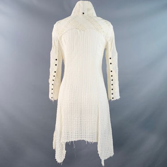 L.G.B Size S Cream Black Polyester Blend Distressed Mini Shirt Dress - Picture 4 of 8